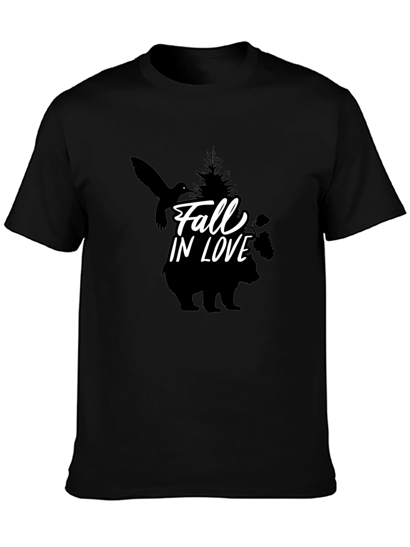 Fall in Love Graphic Black T-Shirt