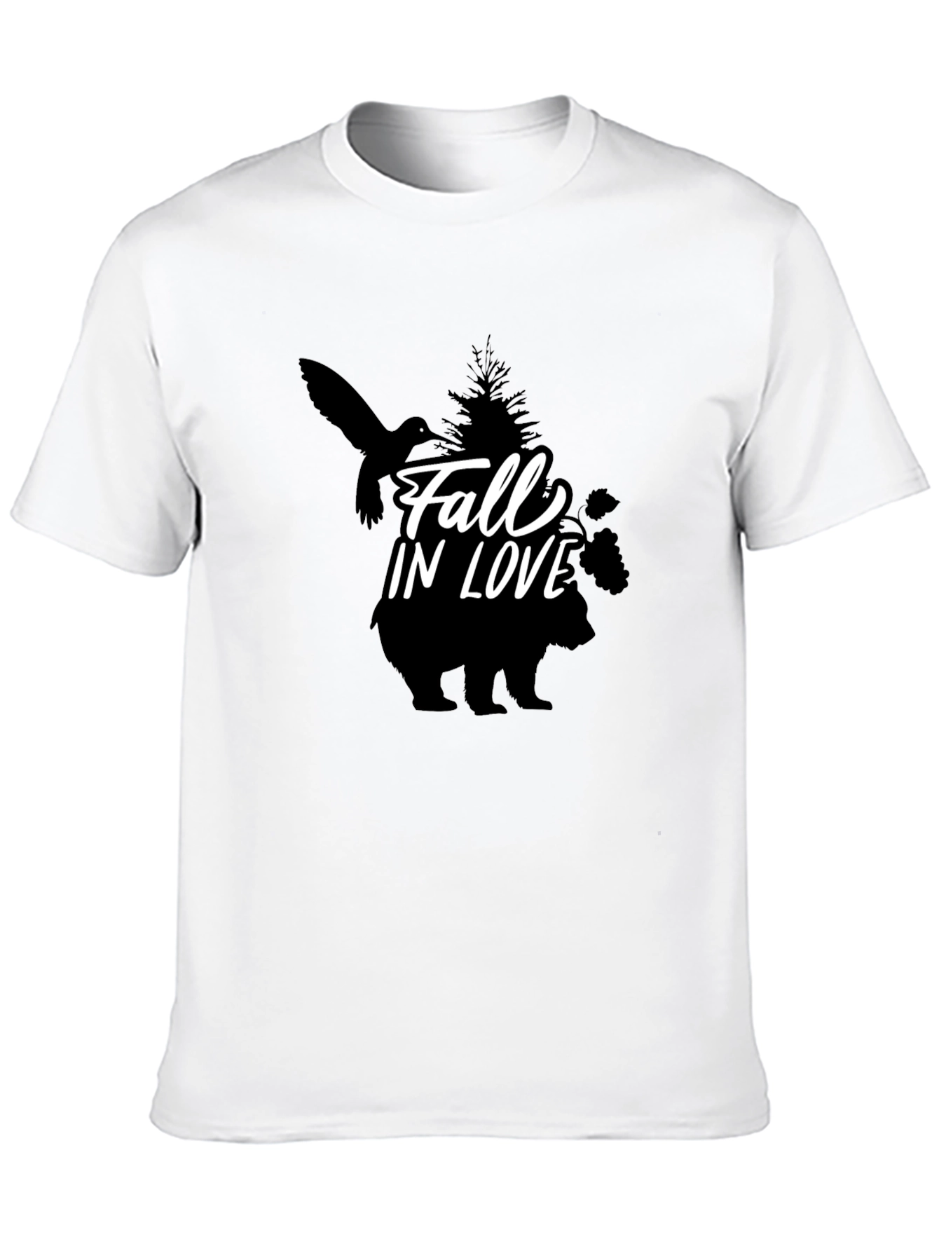 Fall in Love Graphic Black T-Shirt
