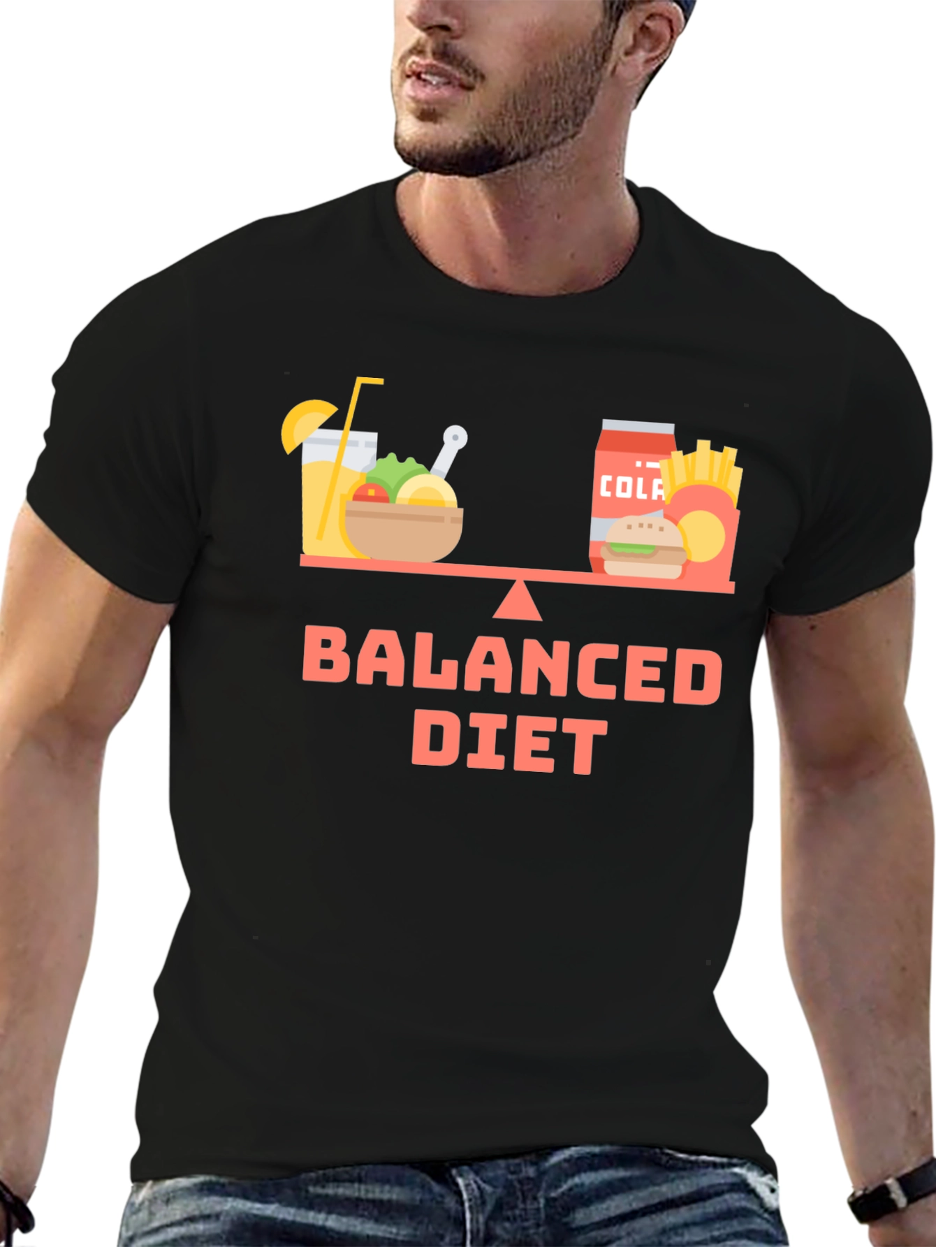 Balanced Diet Black Graphic T-Shirt