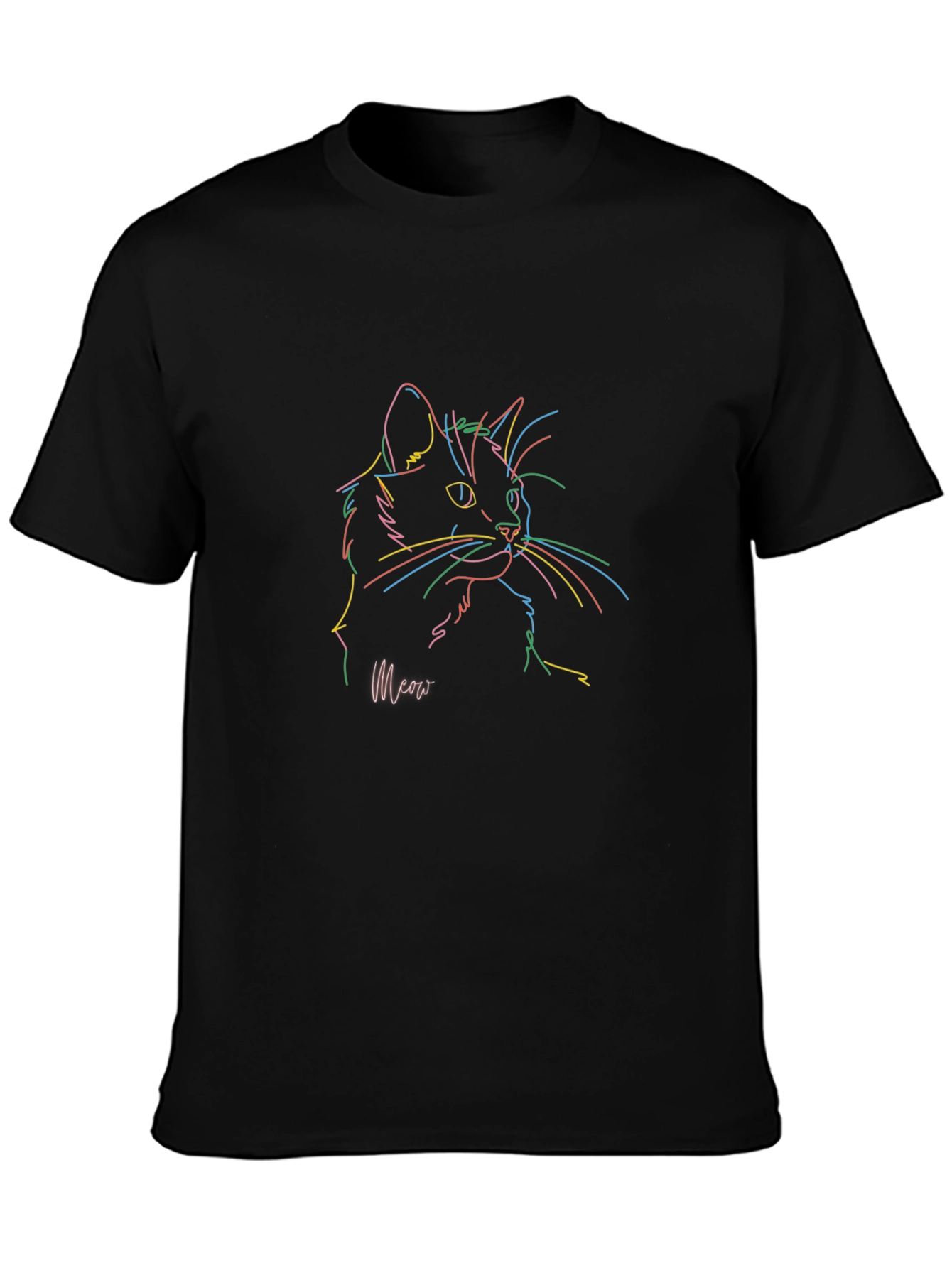 Cool Cat Line Art T-Shirt - Soft Cotton Blend