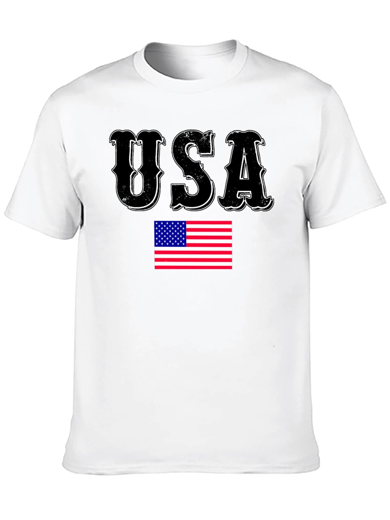 USA Flag Graphic Print Black T-Shirt