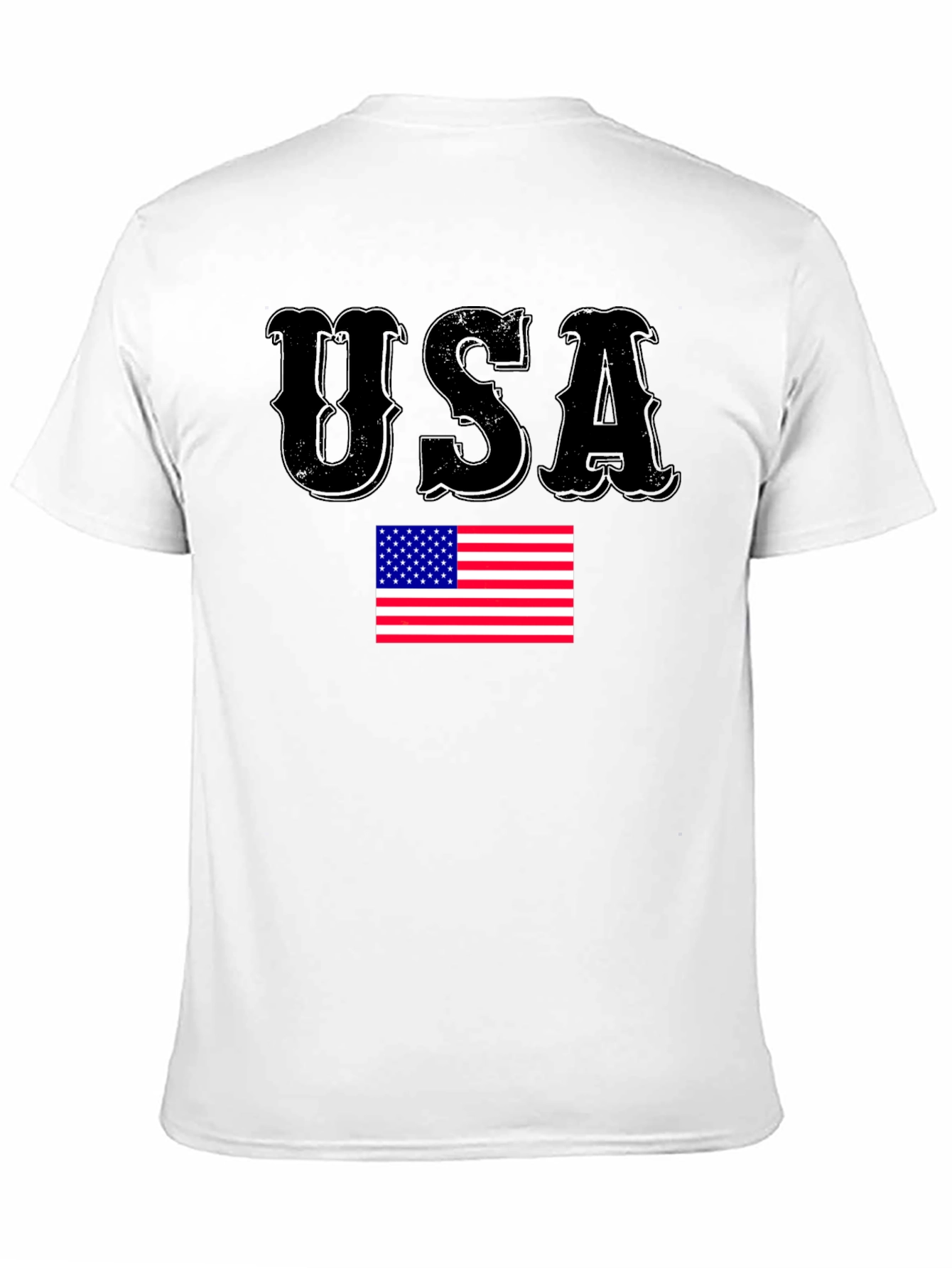 USA Flag Graphic Print Black T-Shirt