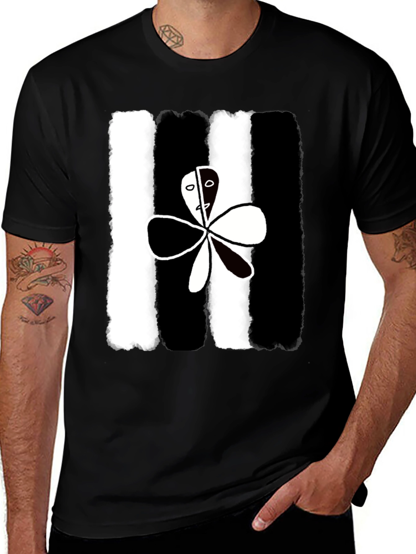 Abstract Yin Yang Flower Graphic Tee