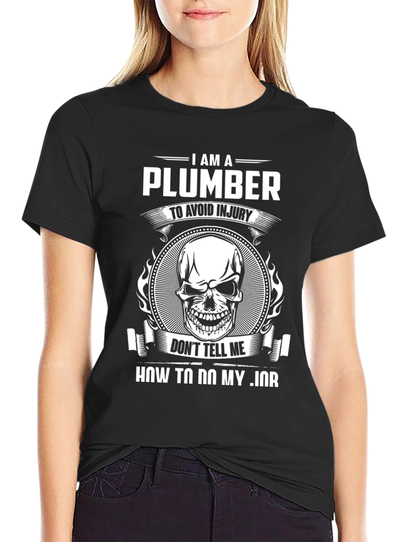 Plumber Skull Graphic Black T-Shirt