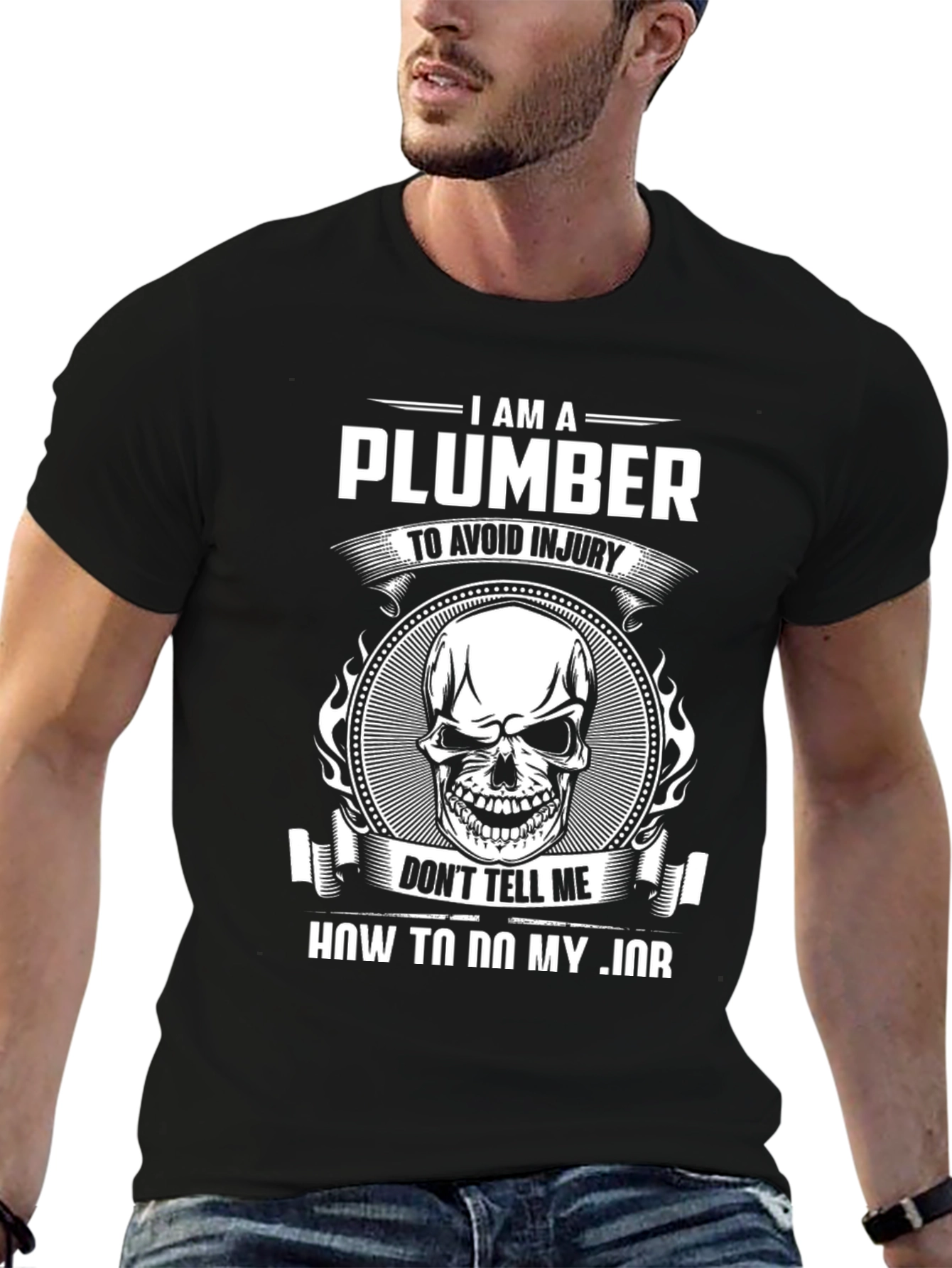 Plumber Skull Graphic Black T-Shirt