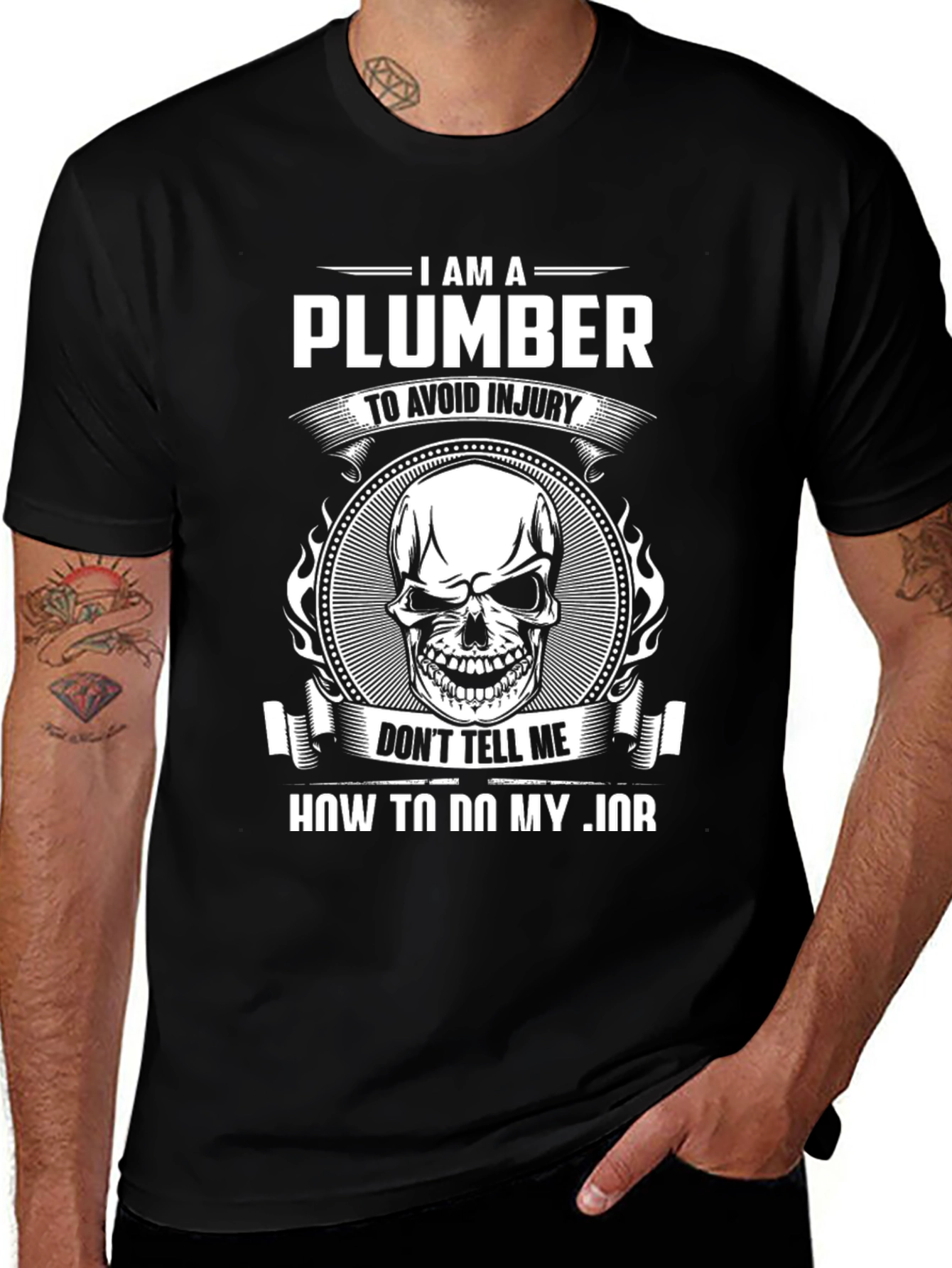 Plumber Skull Graphic Black T-Shirt