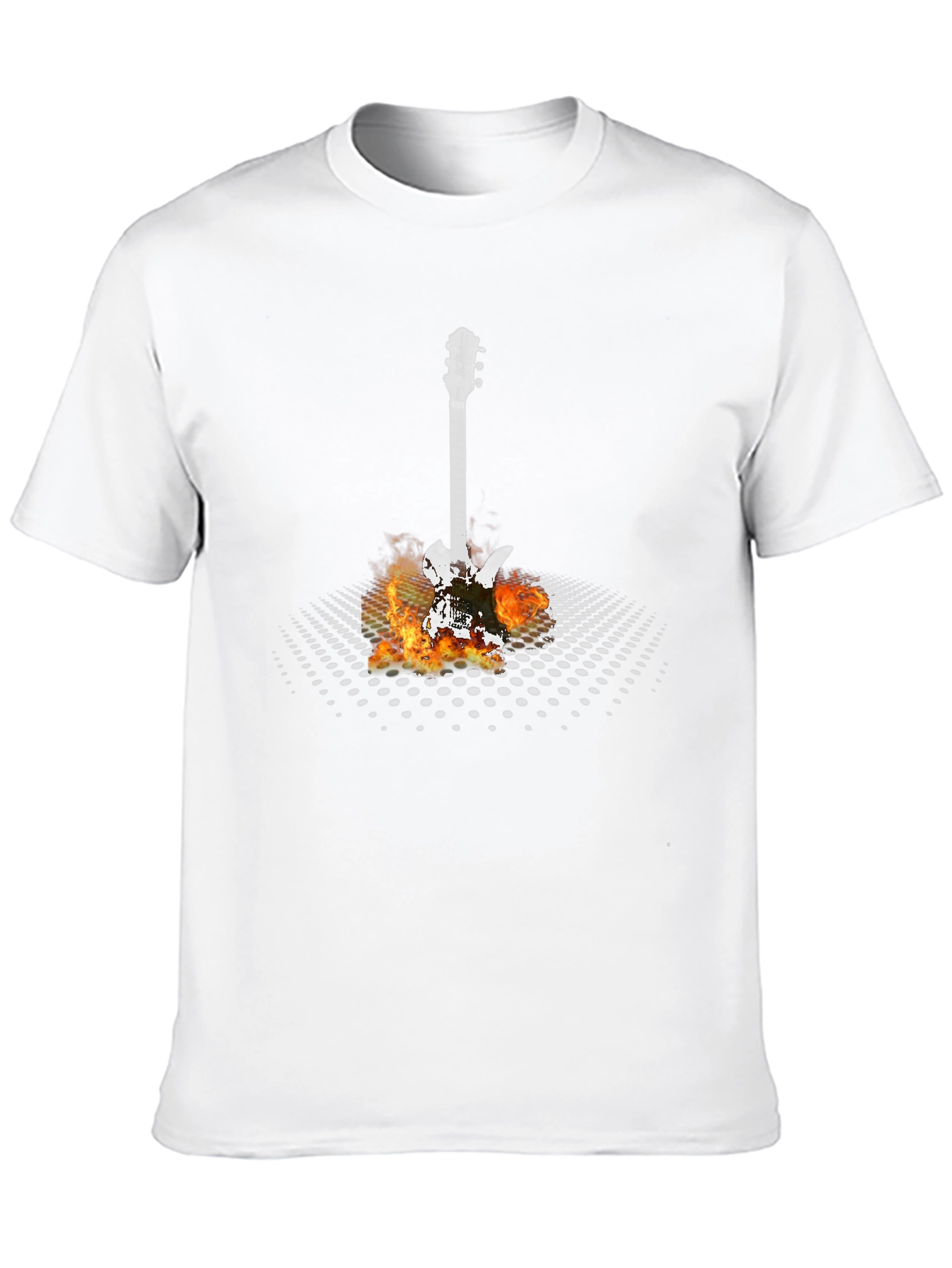 Flaming Guitar Graphic T-Shirt - Rock Concert Ready