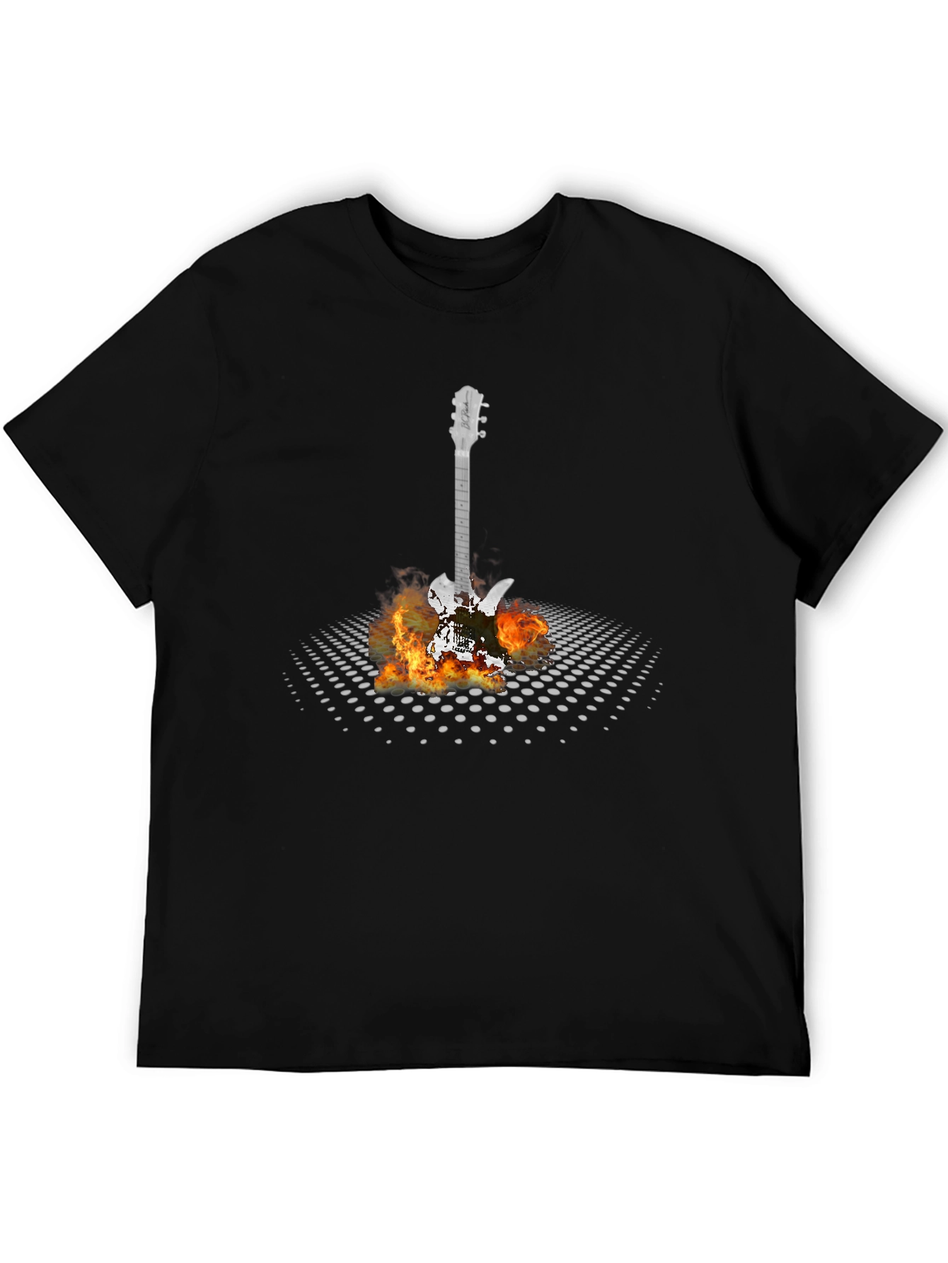 Flaming Guitar Graphic T-Shirt - Rock Concert Ready