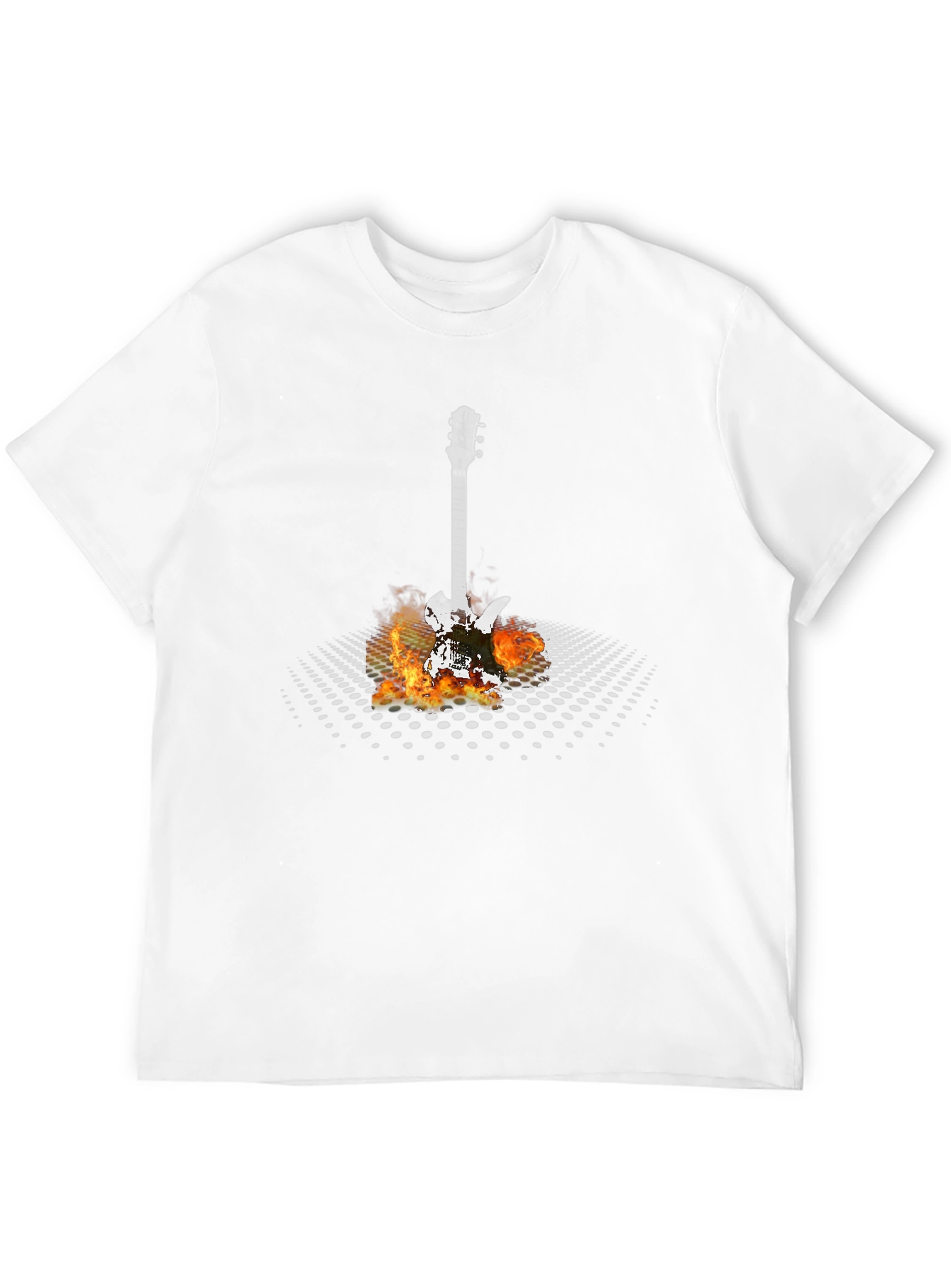 Flaming Guitar Graphic T-Shirt - Rock Concert Ready