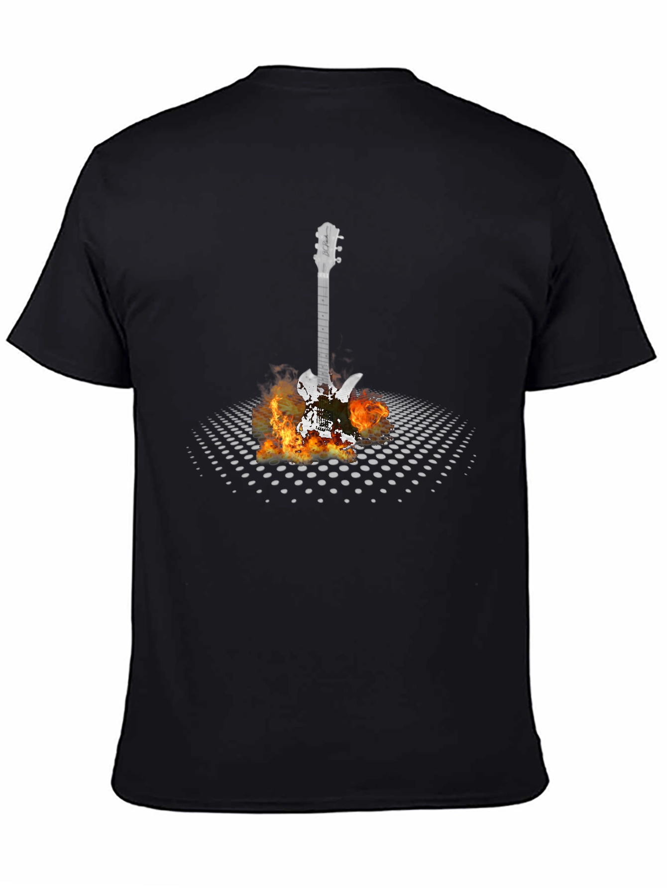 Flaming Guitar Graphic T-Shirt - Rock Concert Ready