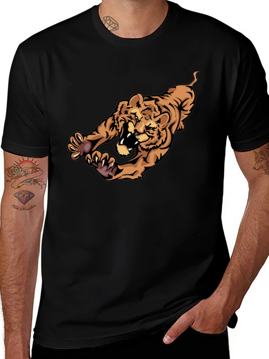 Tiger Graphic Black T-Shirt - Mens Casual Wear