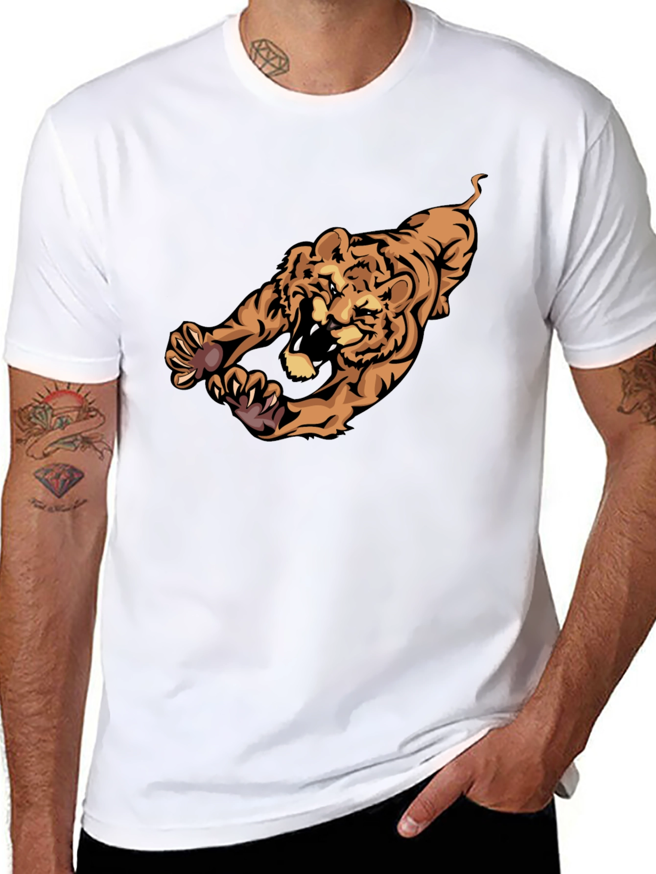 Tiger Graphic Black T-Shirt - Mens Casual Wear
