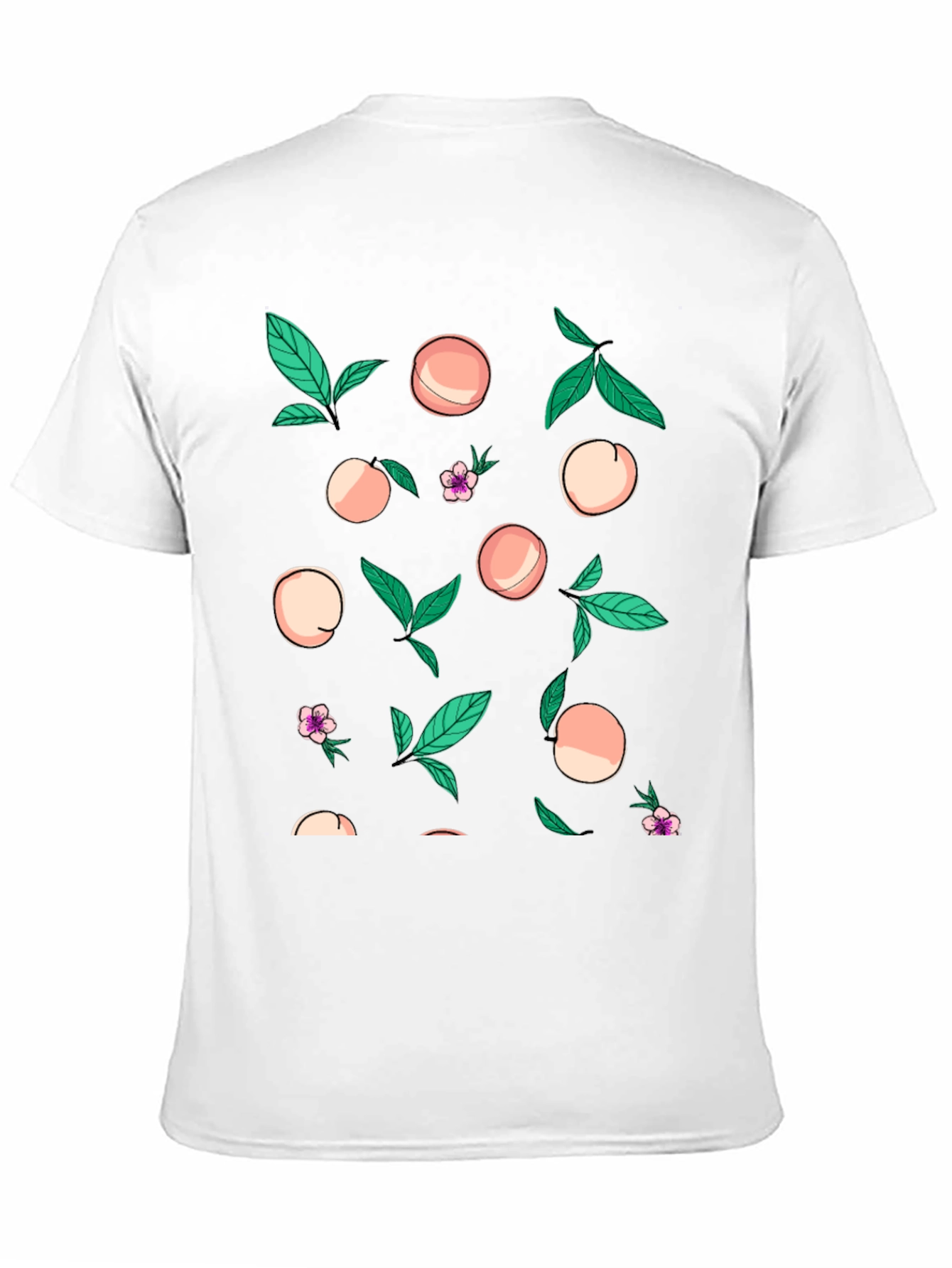 Peach Print Black T-Shirt