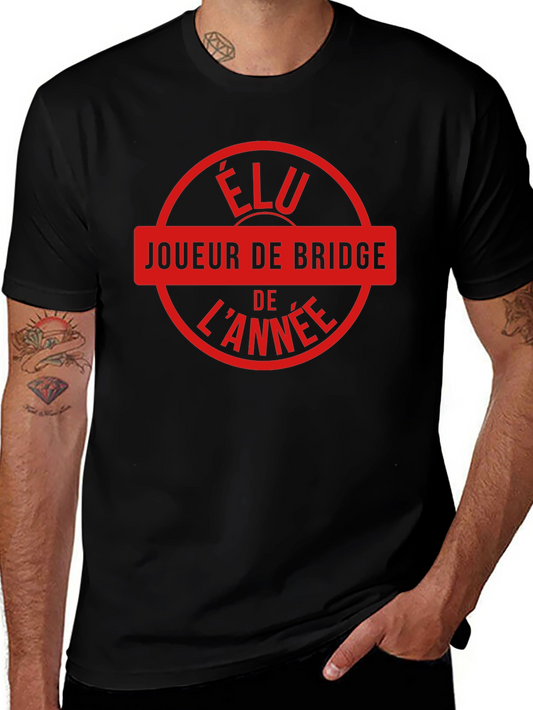 Élu Joueur de Bridge Tee - Black Cotton Graphic T-Shirt
