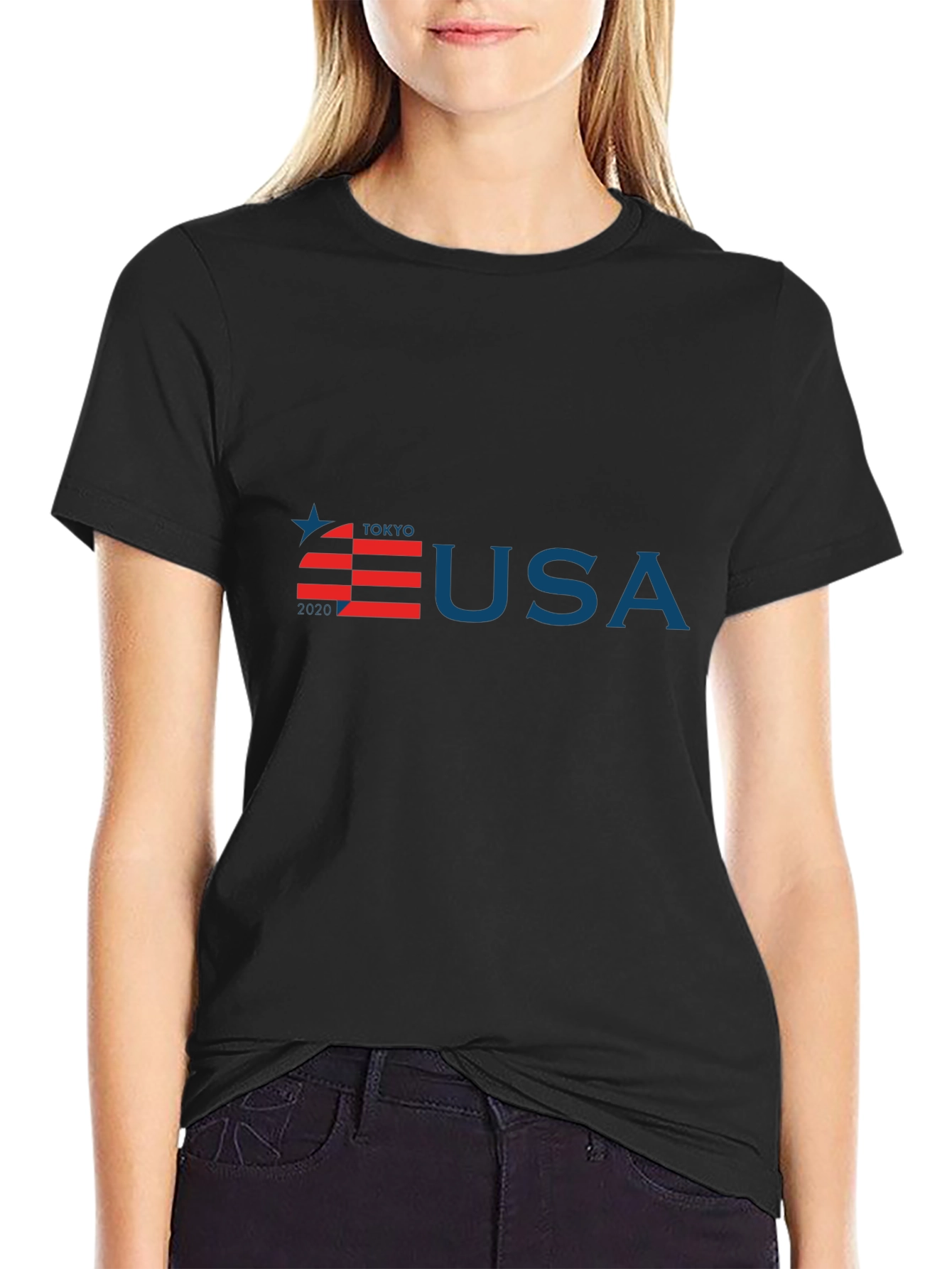 Tokyo USA Olympic Black Graphic Tee