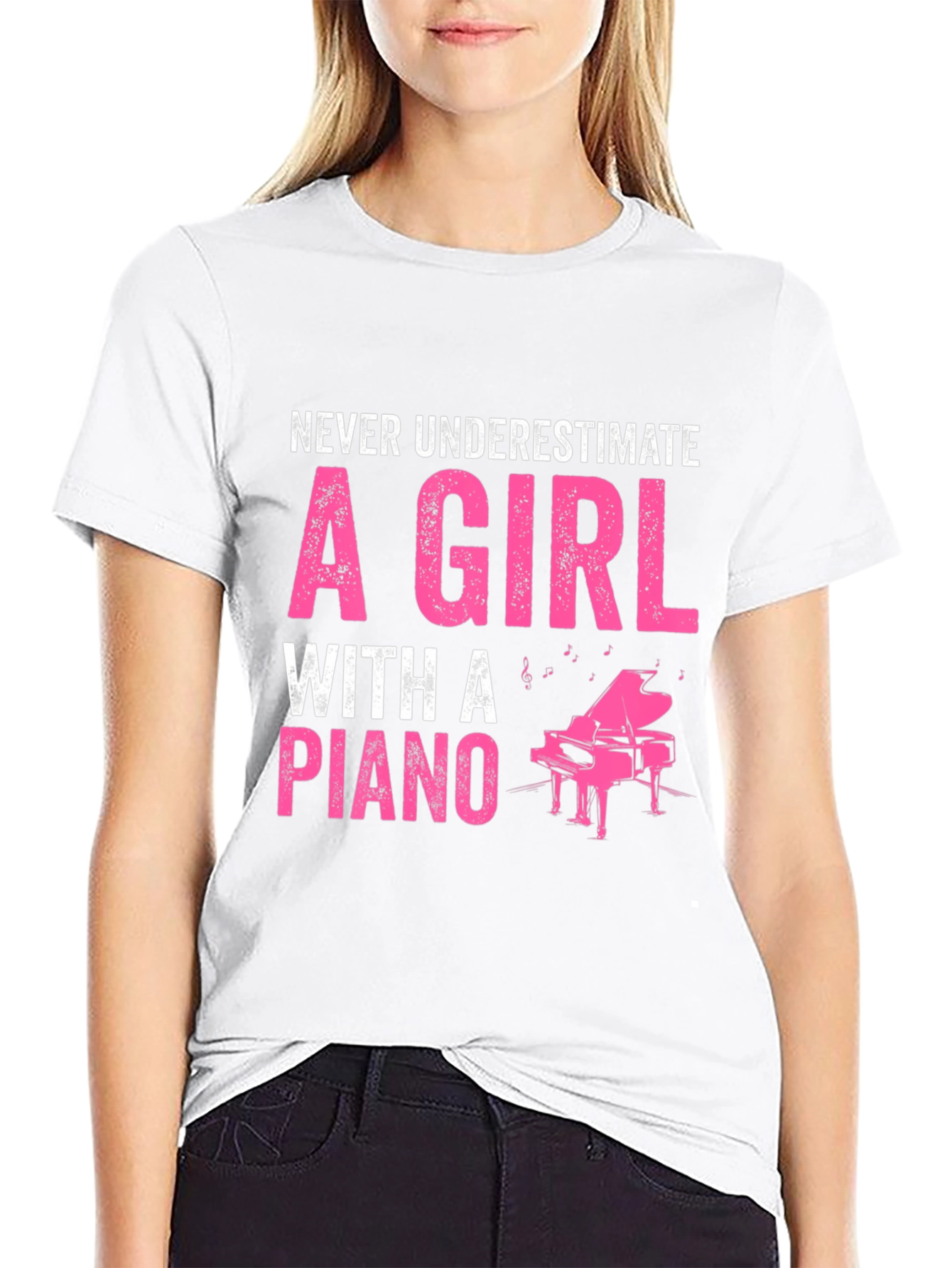 Never Underestimate Piano Girl T-Shirt