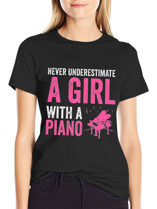Never Underestimate Piano Girl T-Shirt