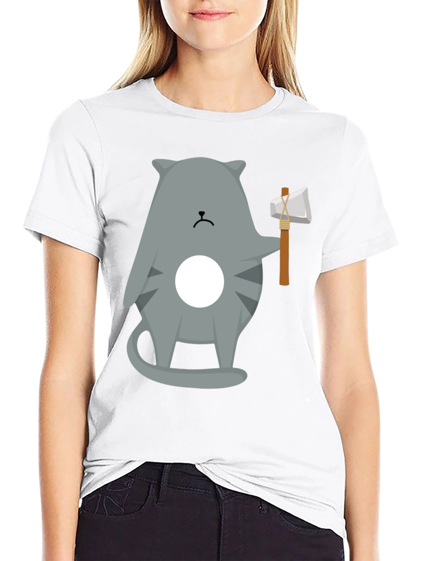 Cool Cat Axe T-Shirt - Funny Graphic Tee