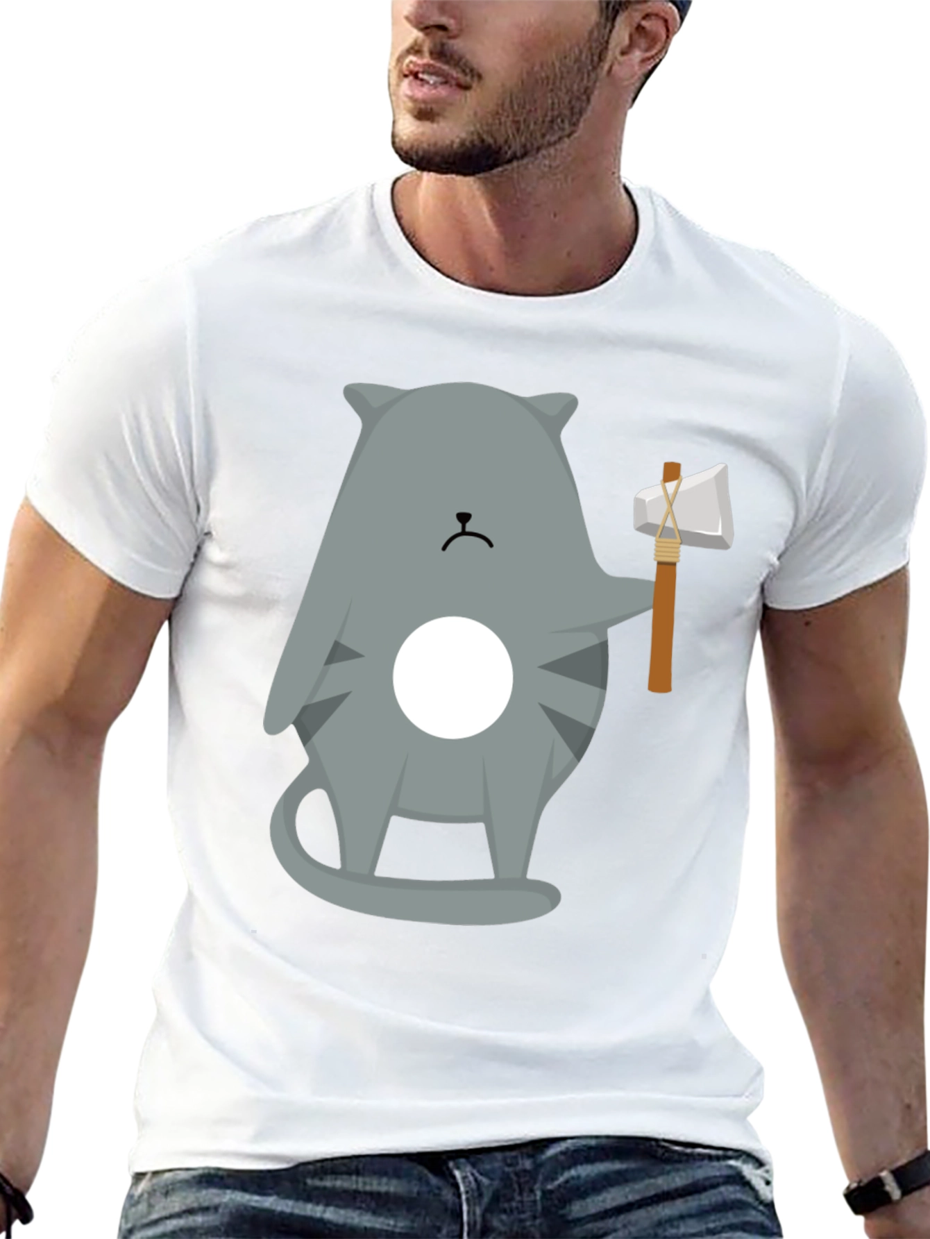Cool Cat Axe T-Shirt - Funny Graphic Tee