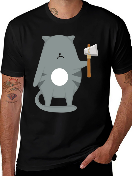 Cool Cat Axe T-Shirt - Funny Graphic Tee