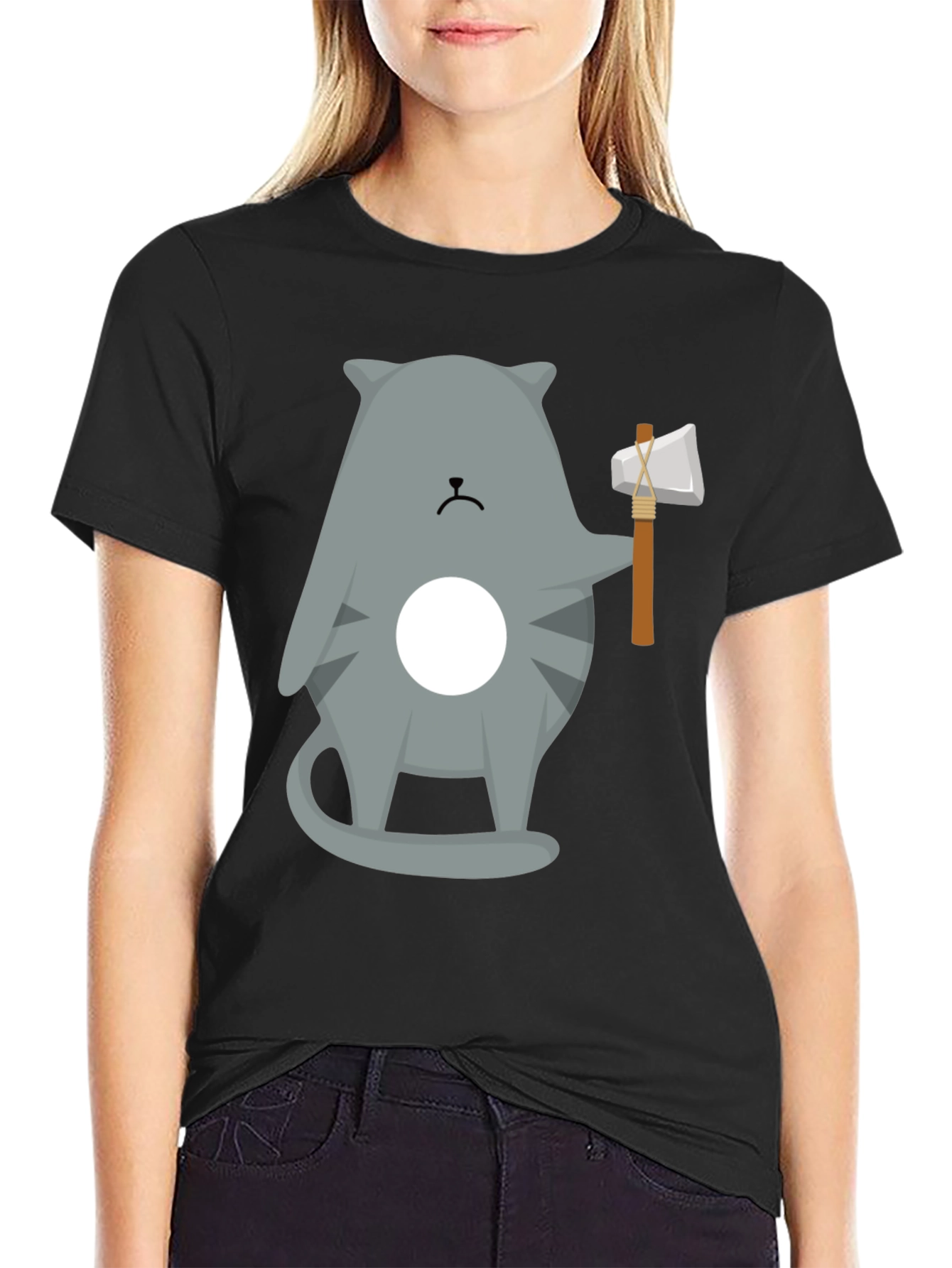 Cool Cat Axe T-Shirt - Funny Graphic Tee