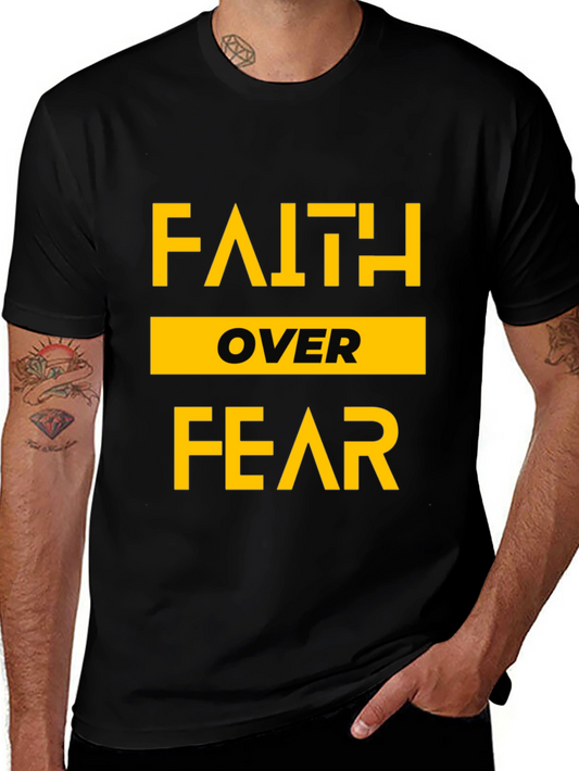 Faith Over Fear Graphic Print Crew Neck T-Shirt