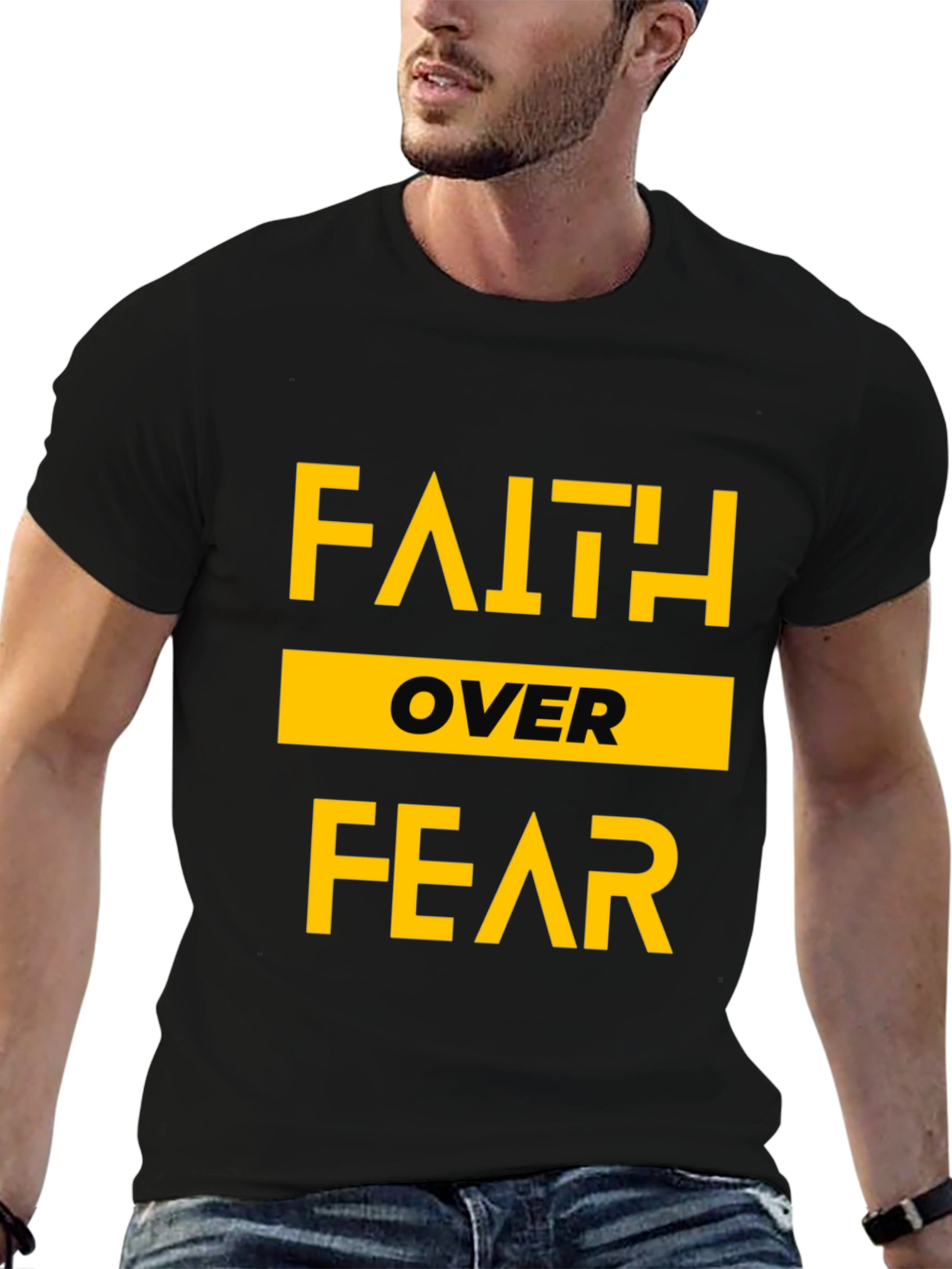 Faith Over Fear Graphic Print Crew Neck T-Shirt