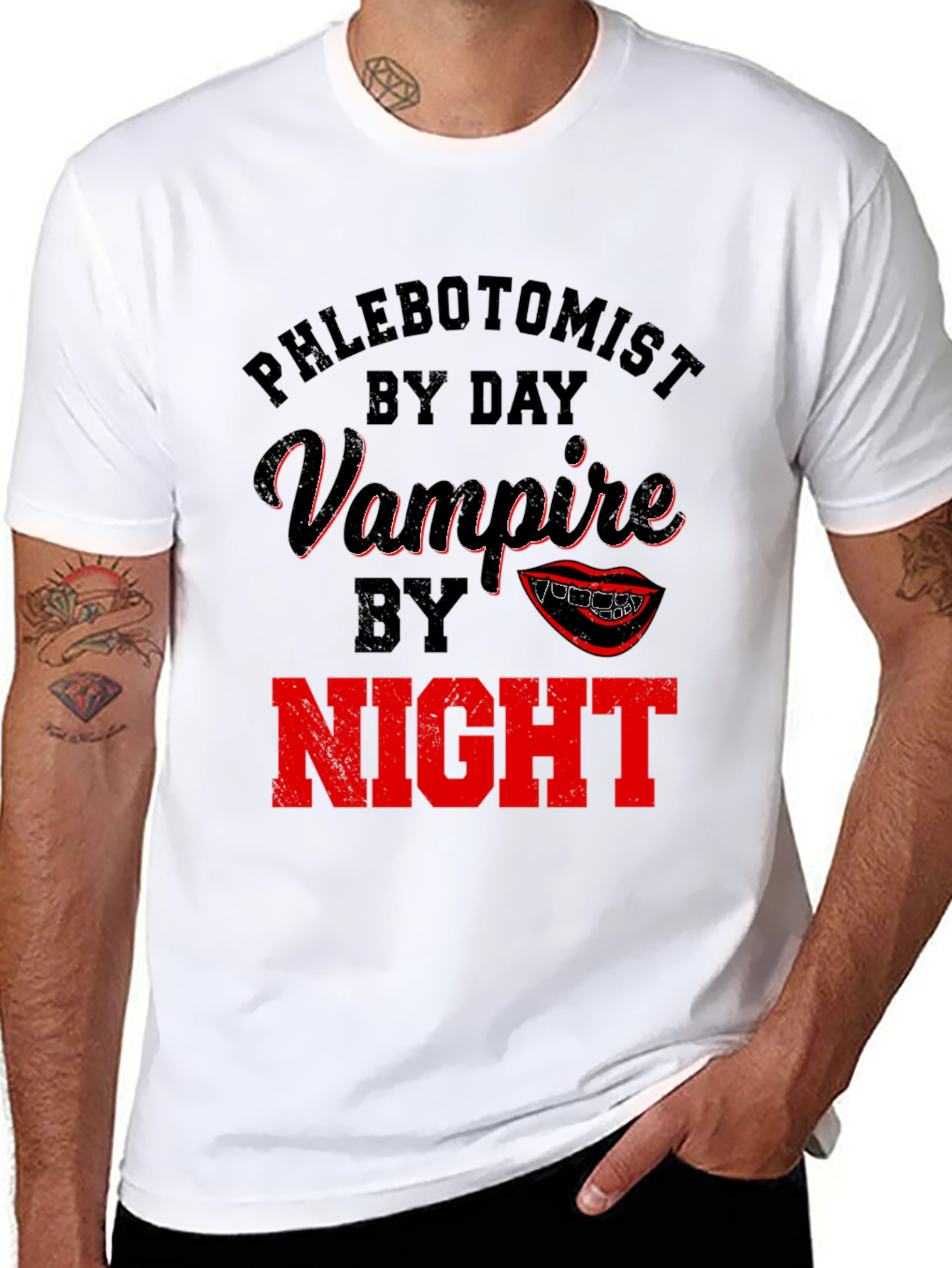 Phlebotomist By Day Vampire By Night Novelty T-Shirt