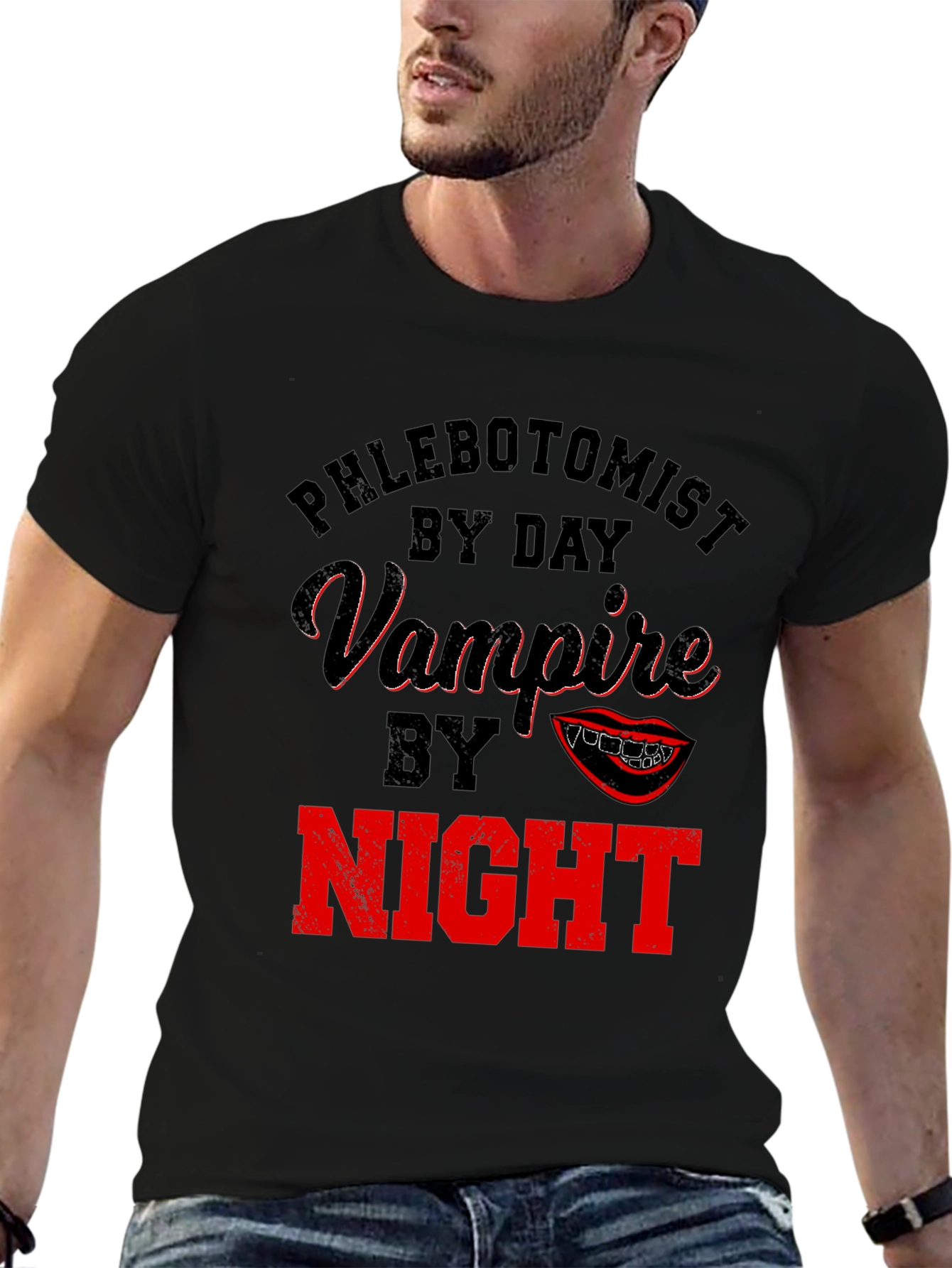 Phlebotomist By Day Vampire By Night Novelty T-Shirt