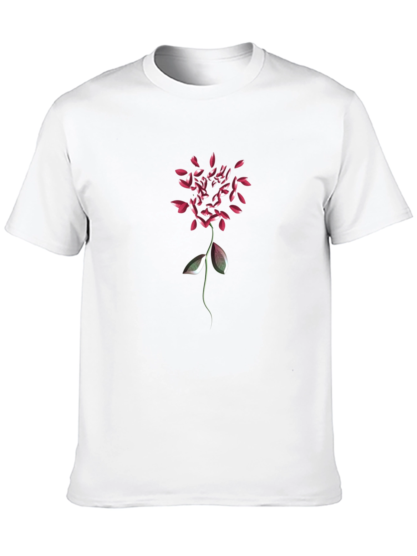 Floral Petal Graphic Mens Black T-Shirt
