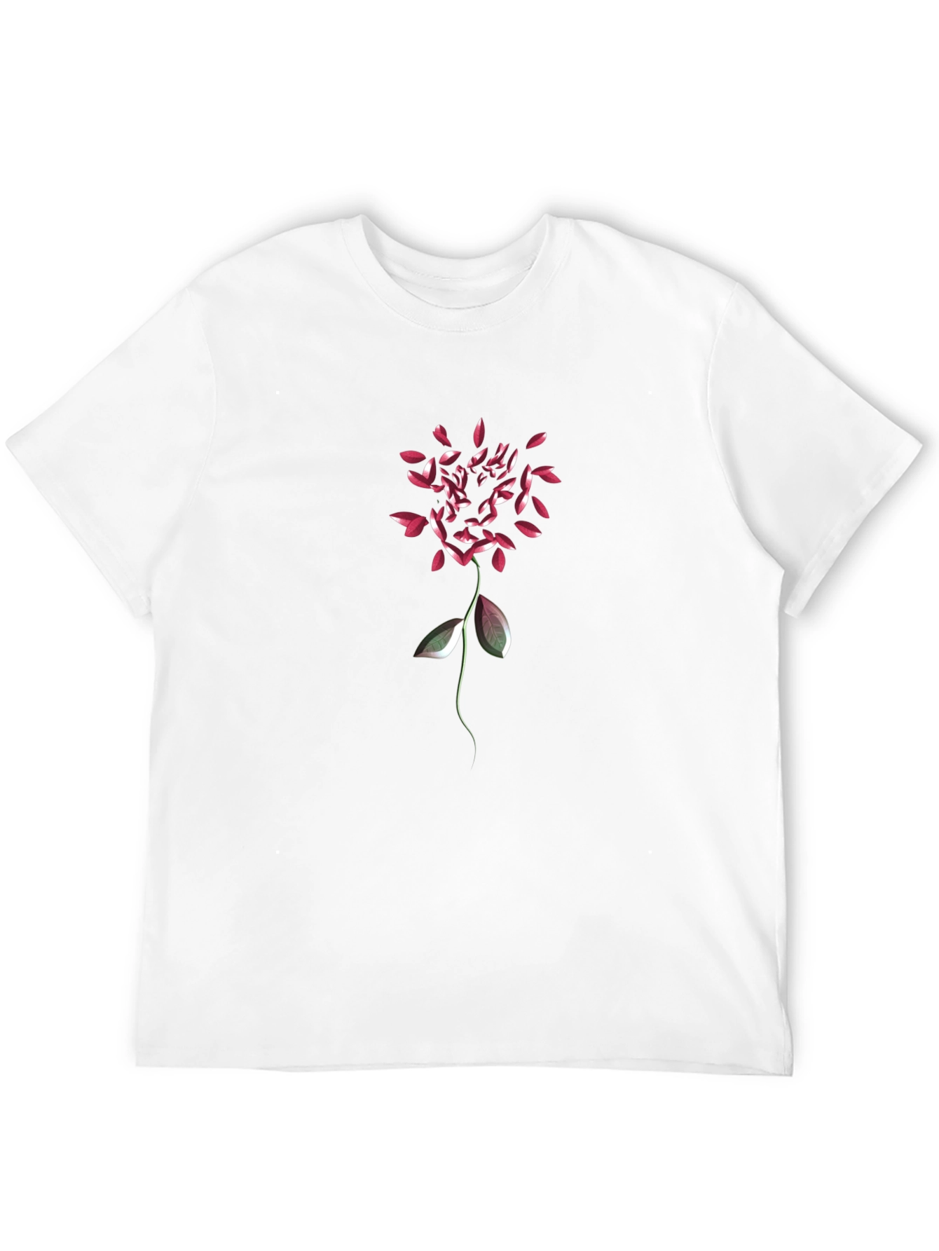 Floral Petal Graphic Mens Black T-Shirt
