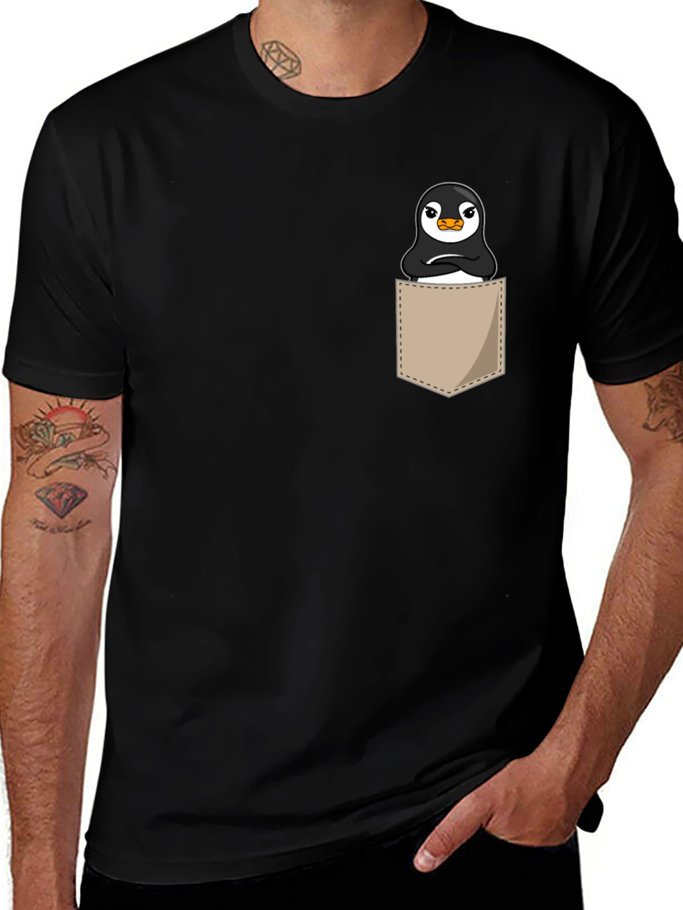 Penguin Pocket Black T-Shirt