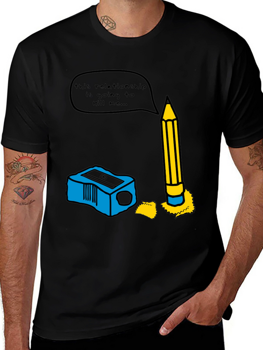 Humorous Pencil & Sharpener Relationship Graphic Tee