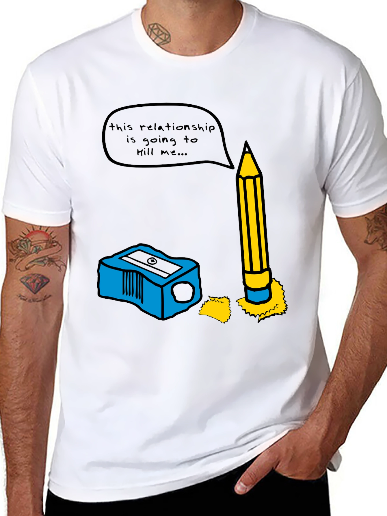 Humorous Pencil & Sharpener Relationship Graphic Tee