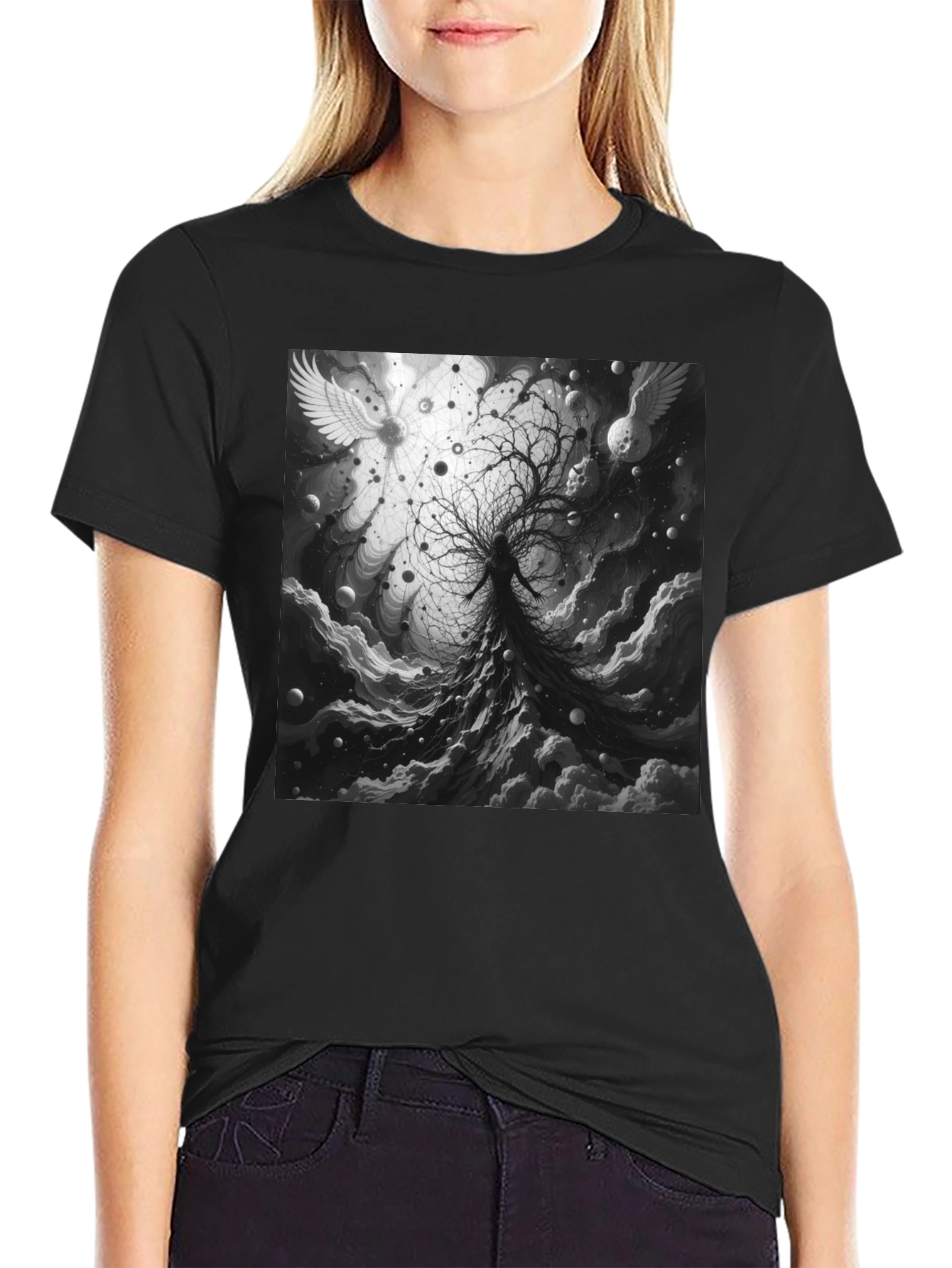 Celestial Tree Graphic Tee - Cosmic Dreamscape