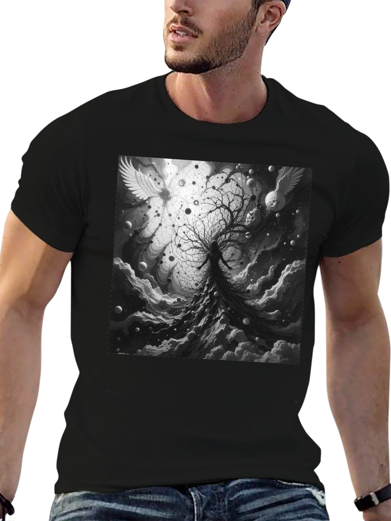 Celestial Tree Graphic Tee - Cosmic Dreamscape