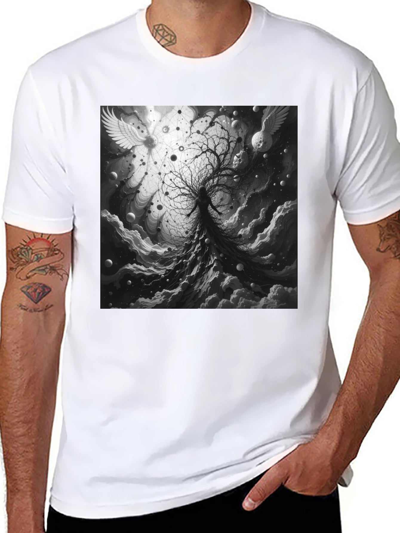 Celestial Tree Graphic Tee - Cosmic Dreamscape