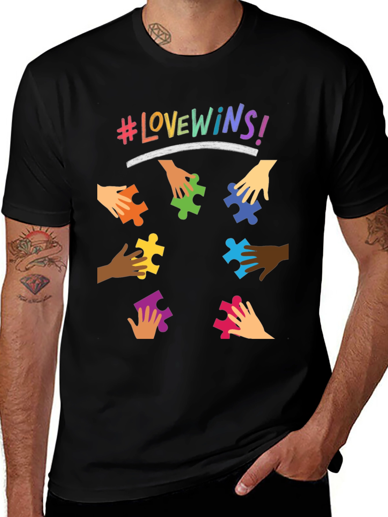 Love Wins Puzzle Piece Graphic Tee