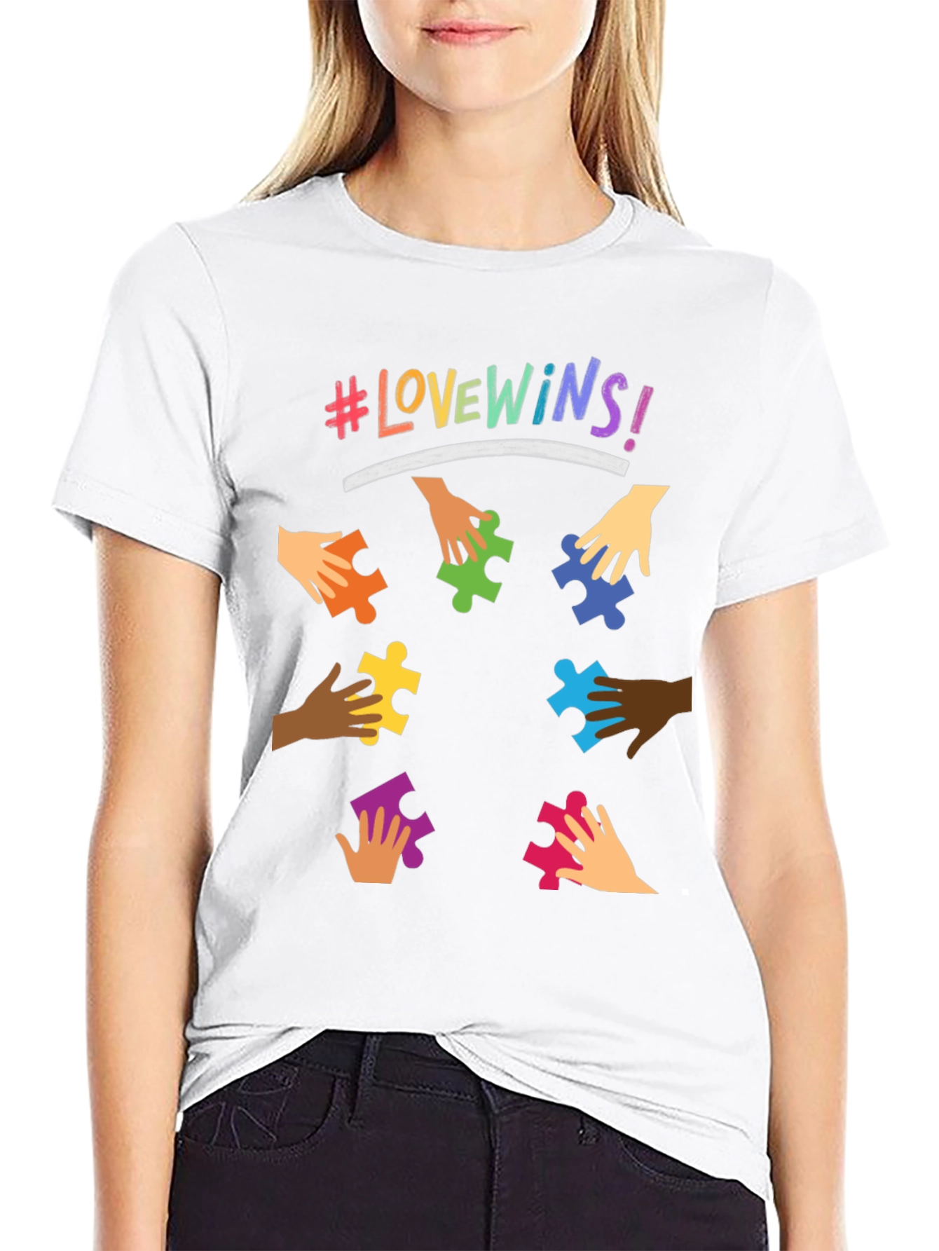 Love Wins Puzzle Piece Graphic Tee