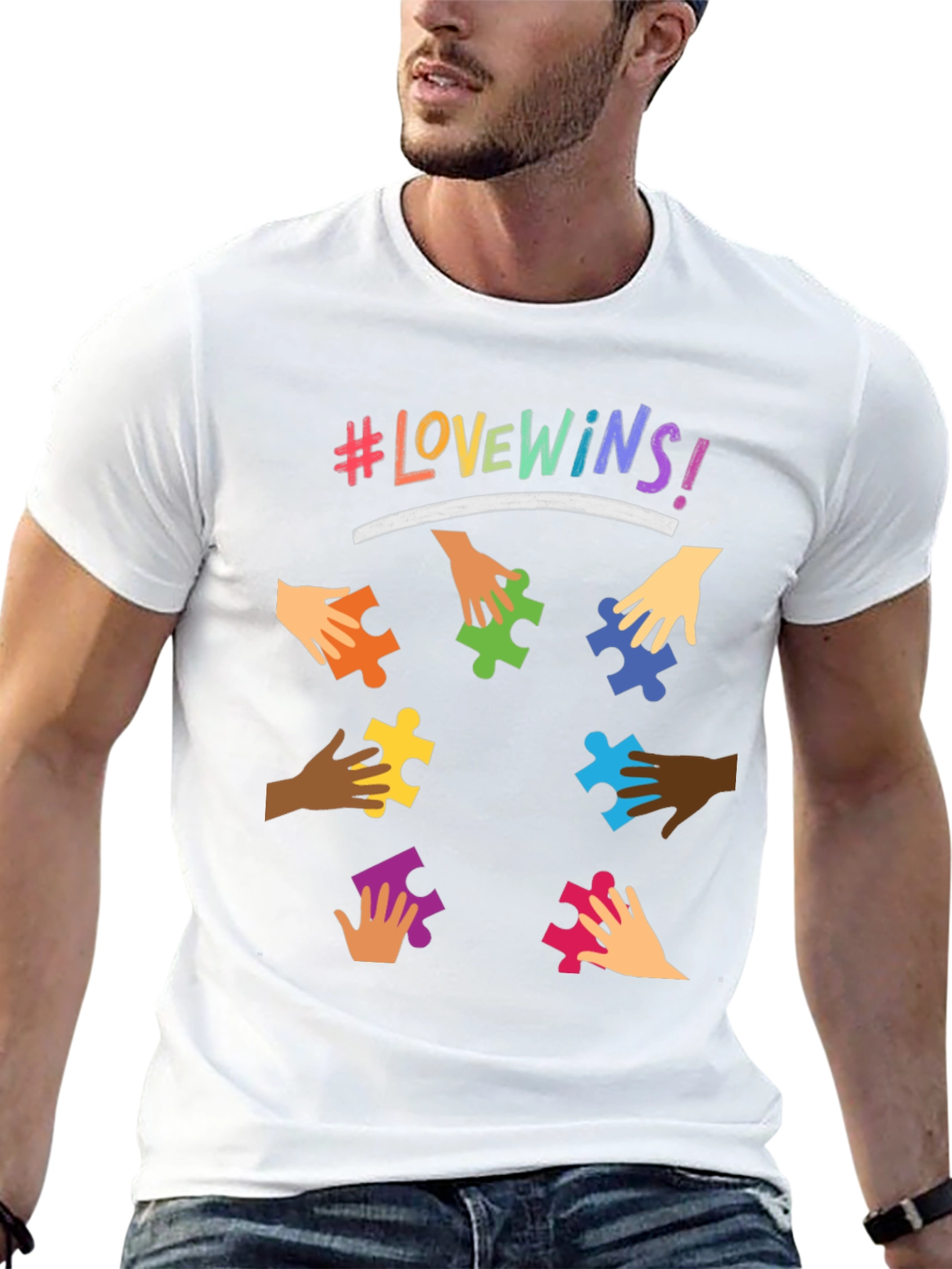 Love Wins Puzzle Piece Graphic Tee