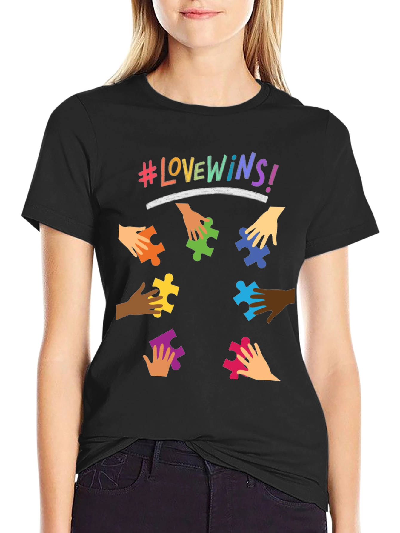 Love Wins Puzzle Piece Graphic Tee