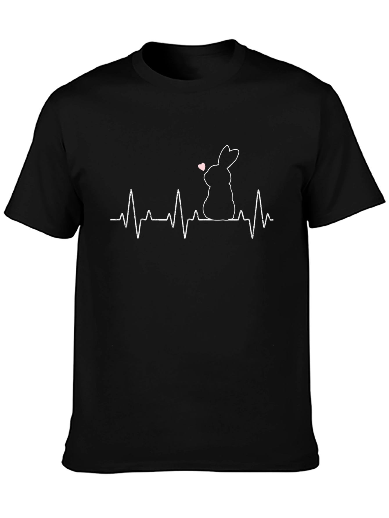 Rabbit Heartbeat Black T-Shirt