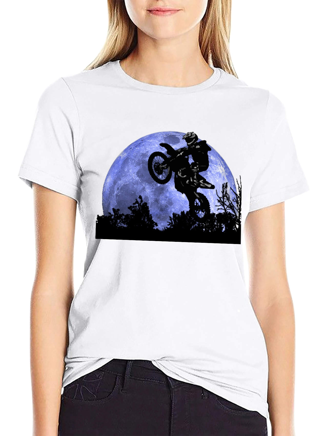 Dirt Bike Moon T-Shirt - Black Motocross Apparel