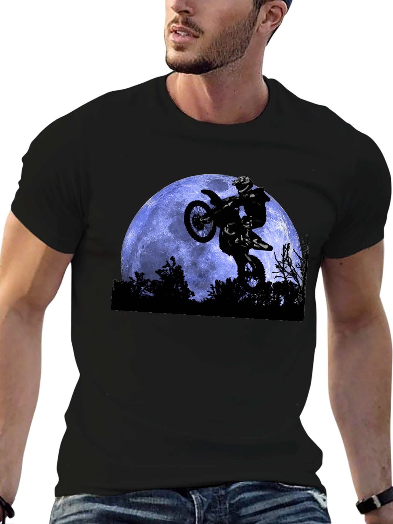 Dirt Bike Moon T-Shirt - Black Motocross Apparel