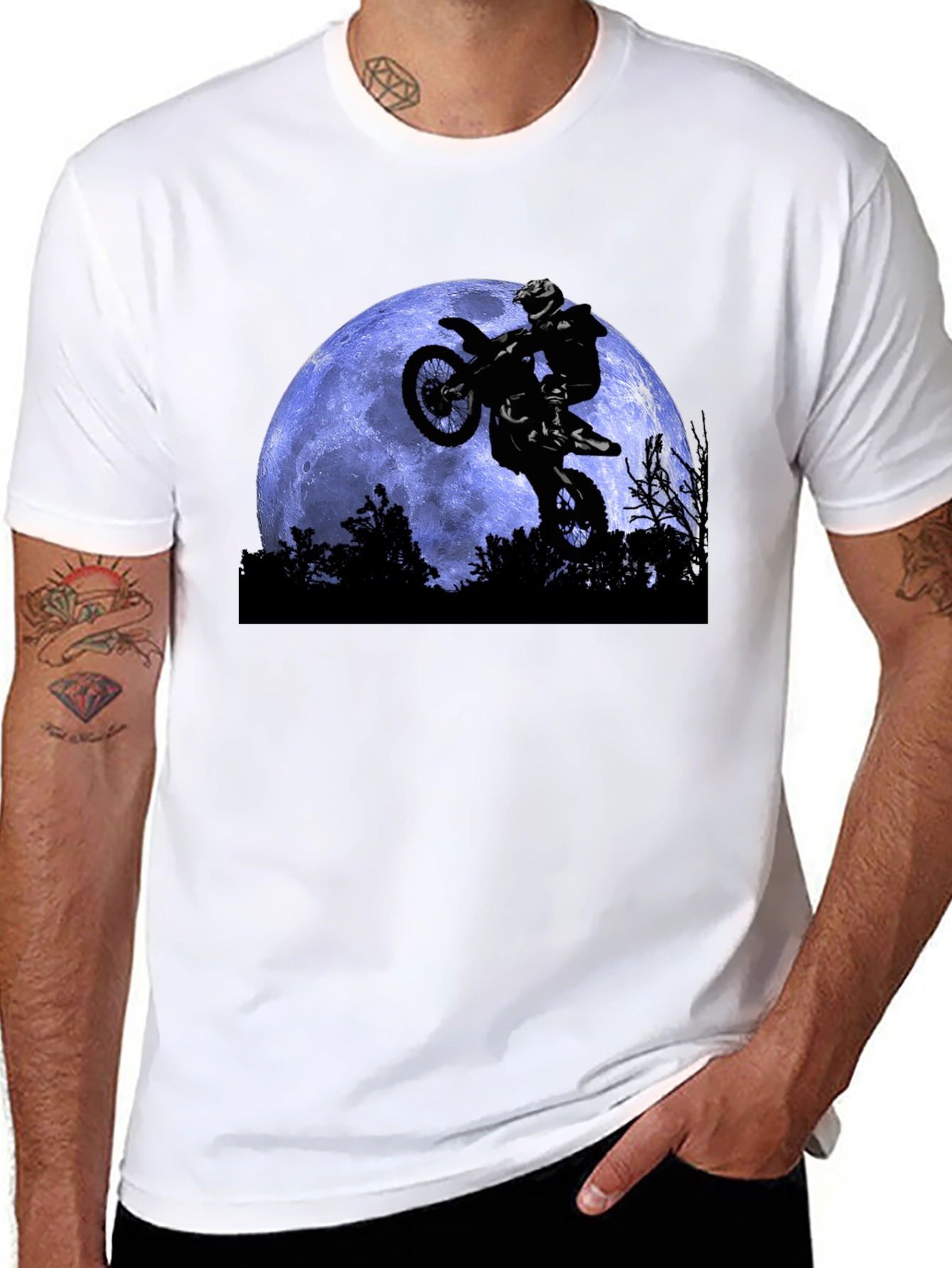 Dirt Bike Moon T-Shirt - Black Motocross Apparel