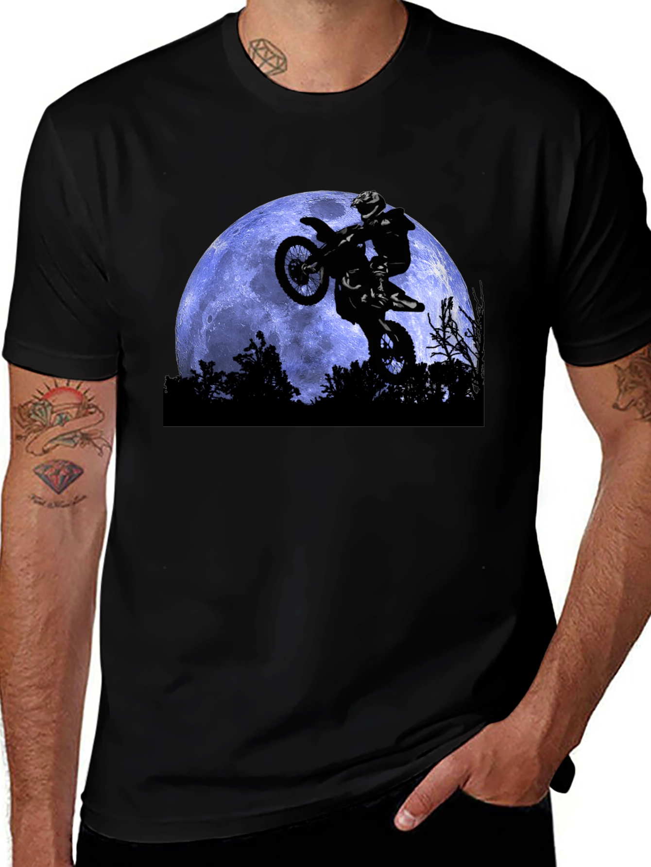 Dirt Bike Moon T-Shirt - Black Motocross Apparel