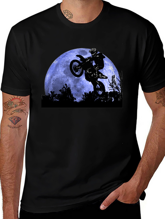 Dirt Bike Moon T-Shirt - Black Motocross Apparel