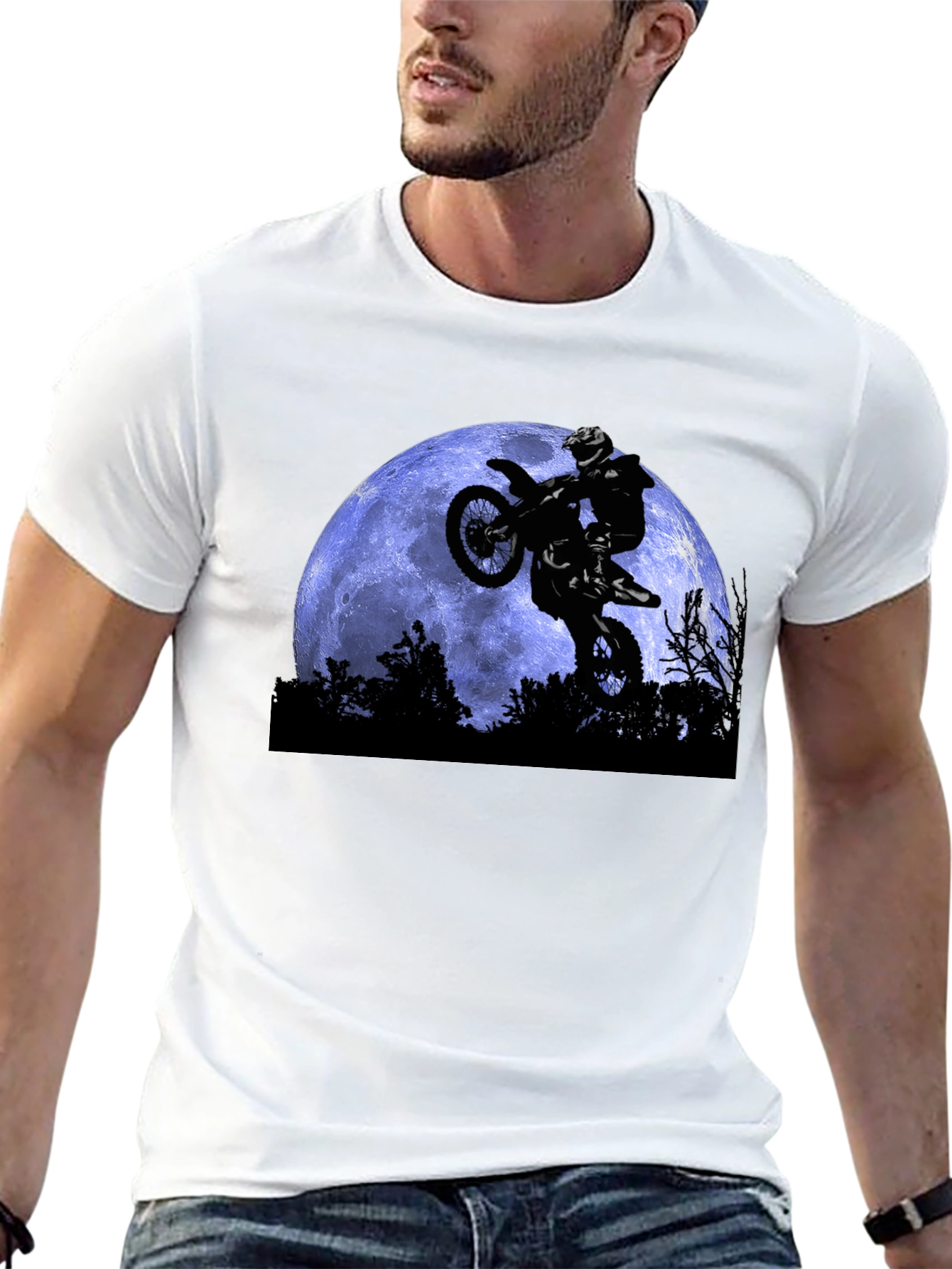 Dirt Bike Moon T-Shirt - Black Motocross Apparel