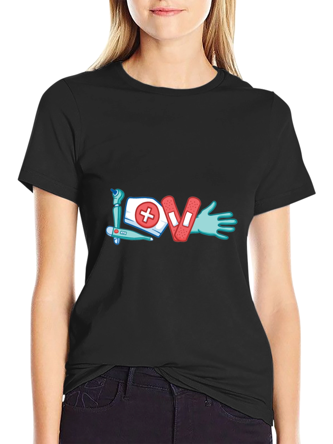 Love Nursing T-Shirt - Black Graphic Tee