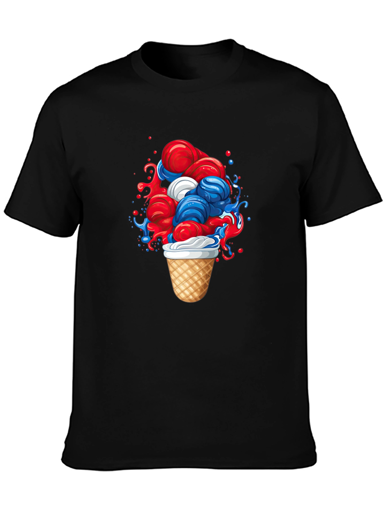 Patriotic Ice Cream Graphic Tee - Black